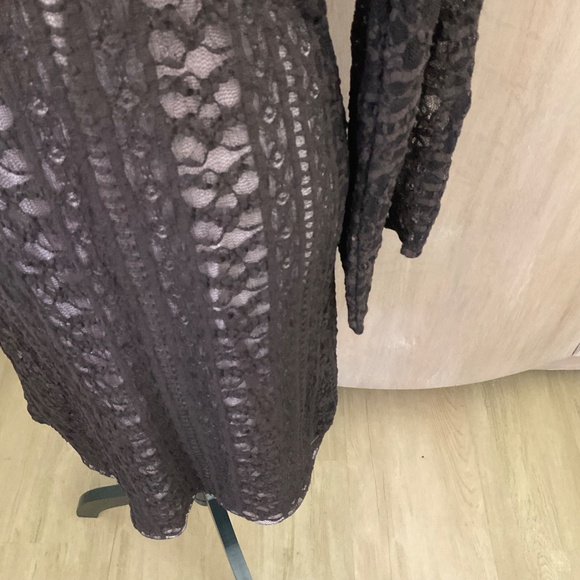 Cernei Y2K sheer long sleeve lace midi dress over lacy nude brown whimsigoth - Picture 8 of 13